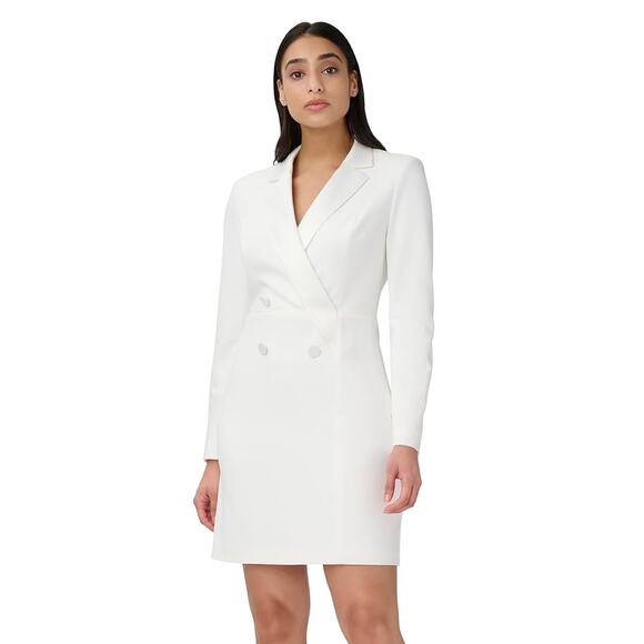 Adrianna Papell Crepe Tuxedo Sheath Dress Women’s Size 2 Ivory Cocktail NWT - Picture 1 of 10